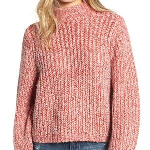 BP Red and White Knit Turtleneck Sweater